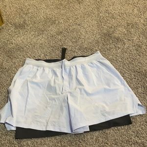 lululemon Vented Tennis Short 6" Pastel Blue/Graphite Grey size XL